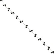 Chain with 7.4mm faceted glass beads - Silver Tone - Black x50cm