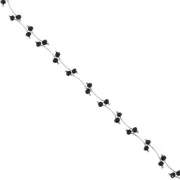 Chain with 7.4mm faceted glass beads - Silver Tone - Black x50cm