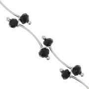 Chain with 7.4mm faceted glass beads - Silver Tone - Black x50cm