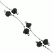 Chain with 7.4mm faceted glass beads - Silver Tone - Black x50cm