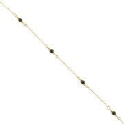Cable chain chain with 4mm faceted glass beads - Gold Tone - Black x50cm|raw }}