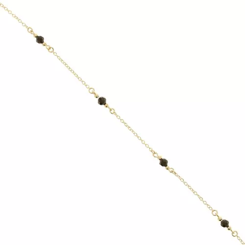 Cable chain chain with 4mm faceted glass beads - Gold Tone - Black x50cm