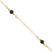 Cable chain chain with 4mm faceted glass beads - Gold Tone - Black x50cm