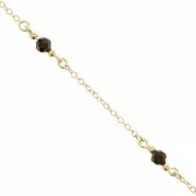 Cable chain chain with 4mm faceted glass beads - Gold Tone - Black x50cm