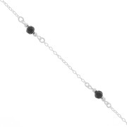 Cable chain chain with 4mm faceted glass beads - Silver Tone - Black x50cm
