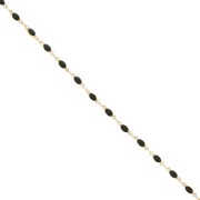 3.1mm Fancy oval chain with epoxy resin - Gold Tone - Black x50cm|raw }}