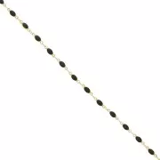 3.1mm Fancy oval chain with epoxy resin - Gold Tone - Black x50cm