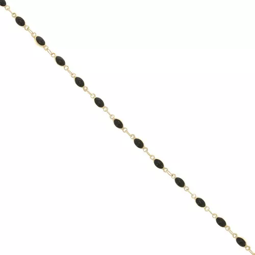 3.1mm Fancy oval chain with epoxy resin - Gold Tone - Black x50cm