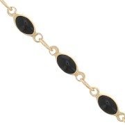 3.1mm Fancy oval chain with epoxy resin - Gold Tone - Black x50cm