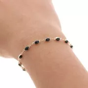 3.1mm Fancy oval chain with epoxy resin - Gold Tone - Black x50cm