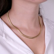 5mm 304 Stainless steel Mirror mesh choker - flat snake - Gold Tone x49cm