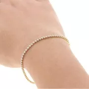 2mm 304 Stainless Steel Cut zirconium oxide Rhinestone Chain - Crystal - Gold Tone x50cm