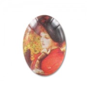 Cabochon 18x13mm Woman with red dress x1|raw }}