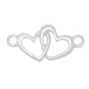 19.5x10mm 925 Sterling Silver Double Heart connector x1