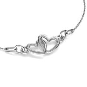 19.5x10mm 925 Sterling Silver Double Heart connector x1