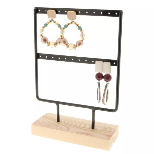 21.5x15cm Jewellery holder - Jewellery display in metal and wood - Black x1