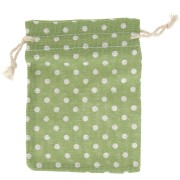 95x135mm Flower pattern cotton pouch for jewellery - Light Green - White x1