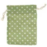95x135mm Flower pattern cotton pouch for jewellery - Light Green - White x1
