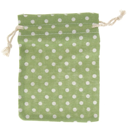 95x135mm Flower pattern cotton pouch for jewellery - Light Green - White x1