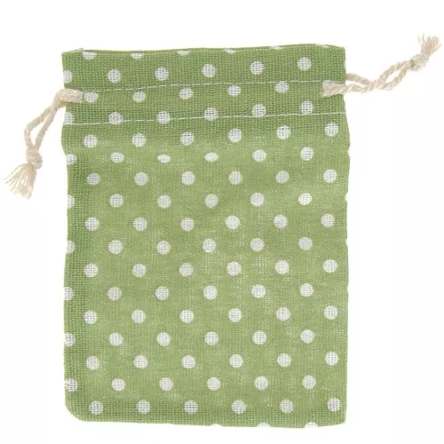 95x135mm Flower pattern cotton pouch for jewellery - Light Green - White x1