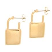 25.5x14mm Lock earstuds - Fine Gold plated x2|raw }}