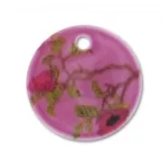 Mother-of-Pearl printed sequin 20mm Purple/Red Flowers x1