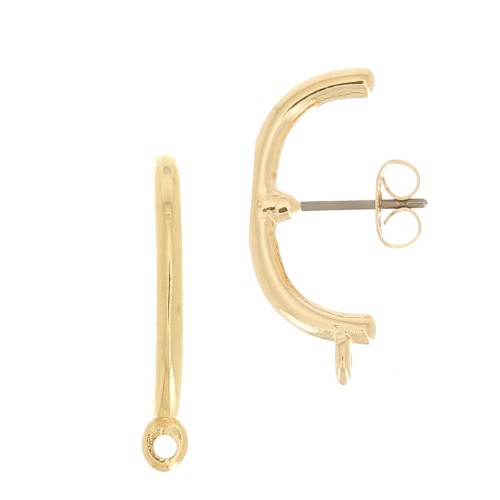 23x10mm earStuds with round bar and closed ring - Fine Gold plated x2