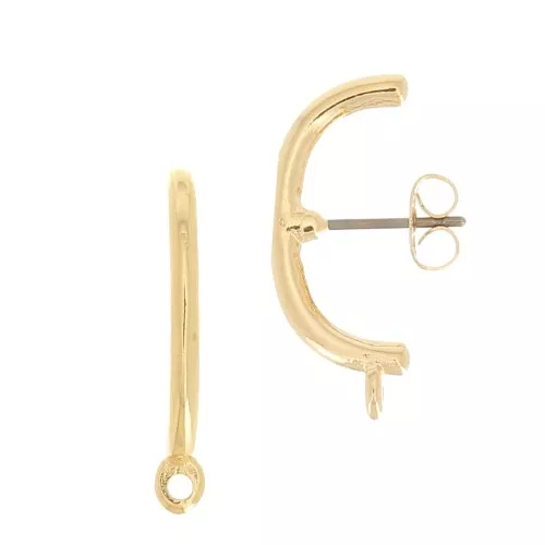 23x10mm earStuds with round bar and closed ring - Fine Gold plated x2
