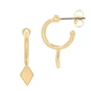 20x13mm Mini hoop earrings with rhombus - Fine Gold plated x2