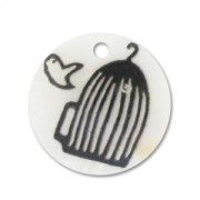 Mother-of-Pearl printed sequin 20mm Bird cage x1