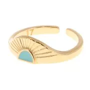 Ethnic adjustable ring with epoxy resin - Fine Gold plated - Turquoise x1