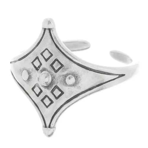 Ethnic Tuareg style adjustable ring - Fine Antique silver plating x1