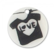 Mother-of-Pearl printed sequin 20mm Love Tee-shirt x1