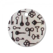 Mother-of-Pearl printed sequin 20mm Black/White Keys x1