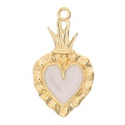 27x15mm Ex-voto Heart Pendant - Fine Gold plated - White x1|raw }}