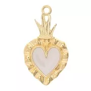 27x15mm Ex-voto Heart Pendant - Fine Gold plated - White x1