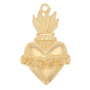 31x19mm Ex-voto heart pendant with flowers - Fine Gold plated x1|raw }}