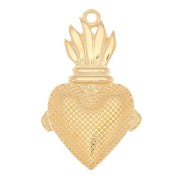 31x19mm Ex-voto heart pendant with flowers - Fine Gold plated x1