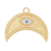 18x22mm Half-moon worked Pendant eye pattern epoxy resin - Fine Gold Platedx1