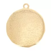 28x24mm Round irregular hammered pendant with snake pattern - Fine Gold Plated x1l