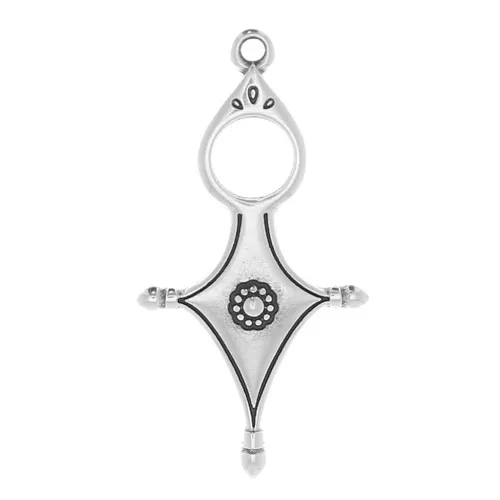 33x17mm Ethnic Tuareg style pendant - Fine Antique silver plating x1