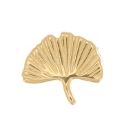 9x8mm Ginkgo slider bead for 5 mm laces - Fine Gold Plated x1|raw }}