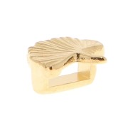 9x8mm Ginkgo slider bead for 5 mm laces - Fine Gold Plated x1