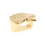 9x8mm Ginkgo slider bead for 5 mm laces - Fine Gold Plated x1