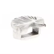 9x8mm Ginkgo slider bead for 5 mm laces - Fine Antique silver plating x1