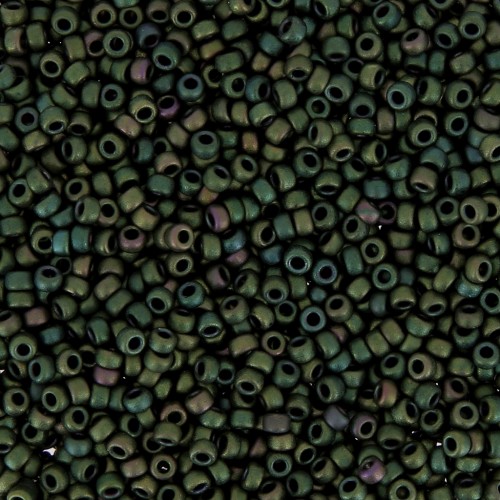 Miyuki Seed Beads 15/0 2066 - Mat Metallic Dark Green Iris x8g