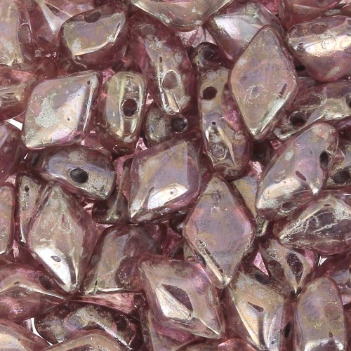 8x5mm 2-holes Gemduo Czech Glass beads - Crystal Gleam Green Glaze x10g