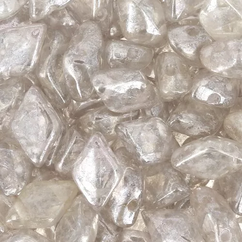 8x5mm 2-holes Gemduo Czech Glass beads - Crystal Gleam White Glaze x10g