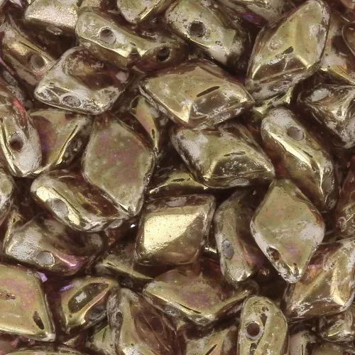 8x5mm 2-holes Gemduo Czech Glass beads - Crystal Gleam Spread Glaze x10g
