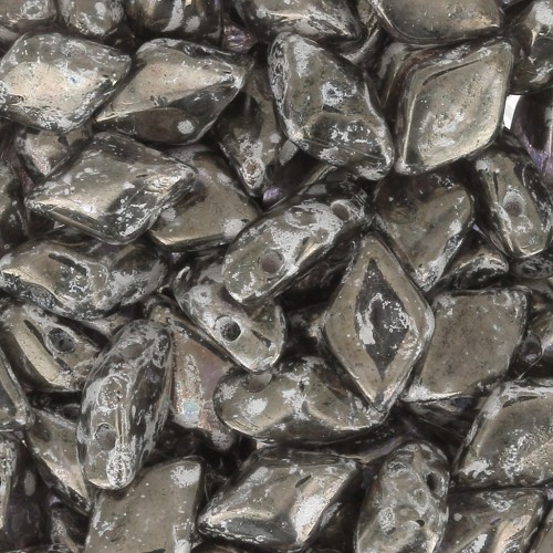 8x5mm 2-holes Gemduo Czech Glass beads - Crystal Gleam Copper Glaze x10g